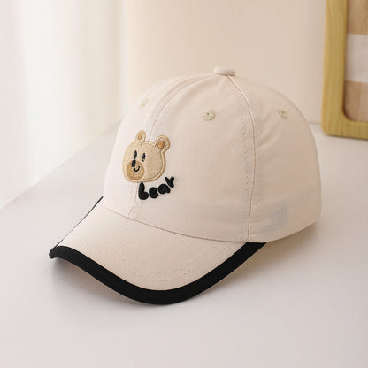 Child Sized Cute Bear Head and Bear Letter Embroidery Baseball Cap Adjustable Back Strap Suitable For Daily Wear
