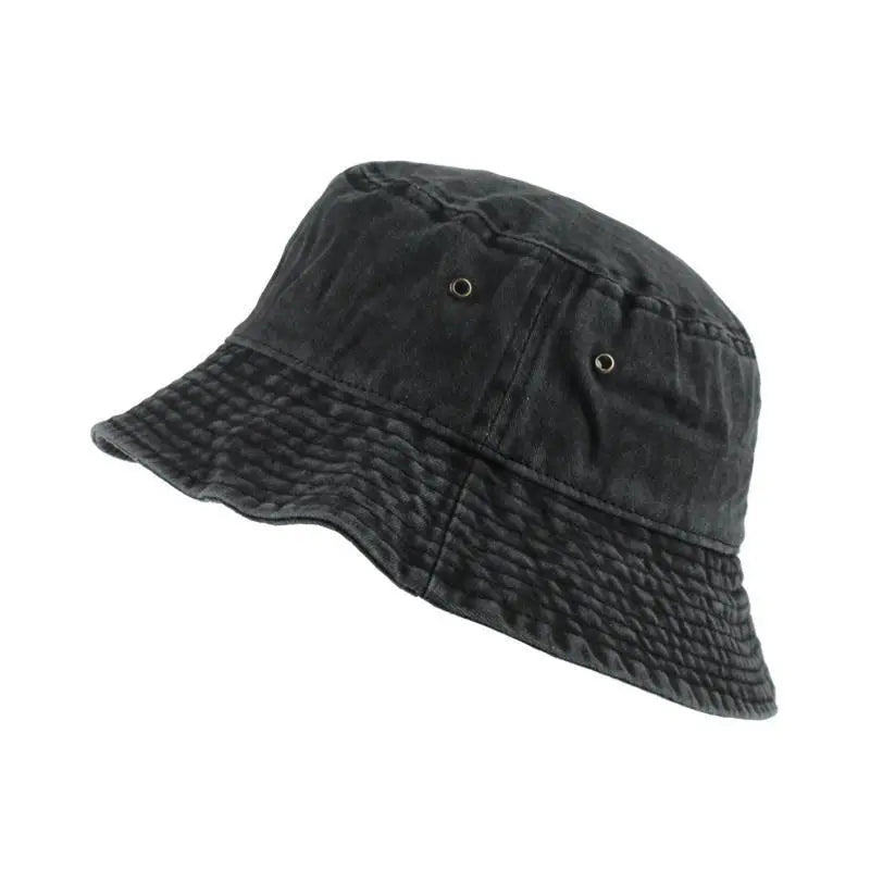 Washed Denim Bucket Hat Girls Lady Panama Sun Hat Bob Caps