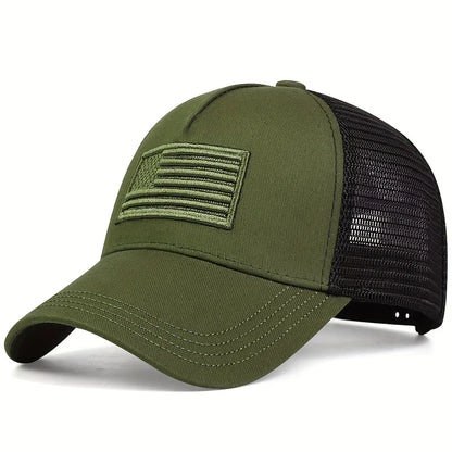 Unisex American Flag Embroidery Baseball Net Caps