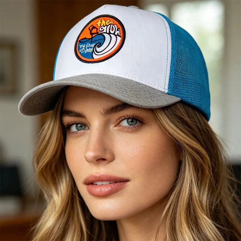 New Unisex Embroidered Trucker Hat For Men Curved Front Half Mesh Baseball Cap Patch Logo Breathable Mesh Back