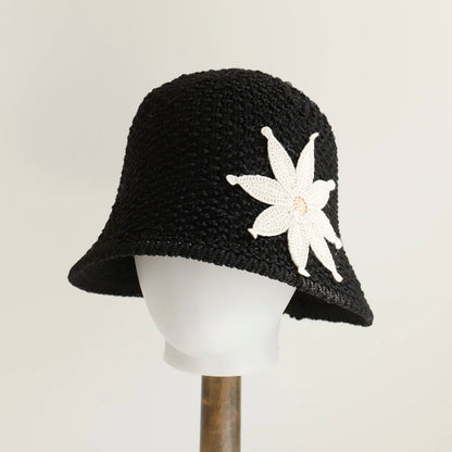 2026 Flower Bucket Hat For Women Summer Hat Weave Sun Hat