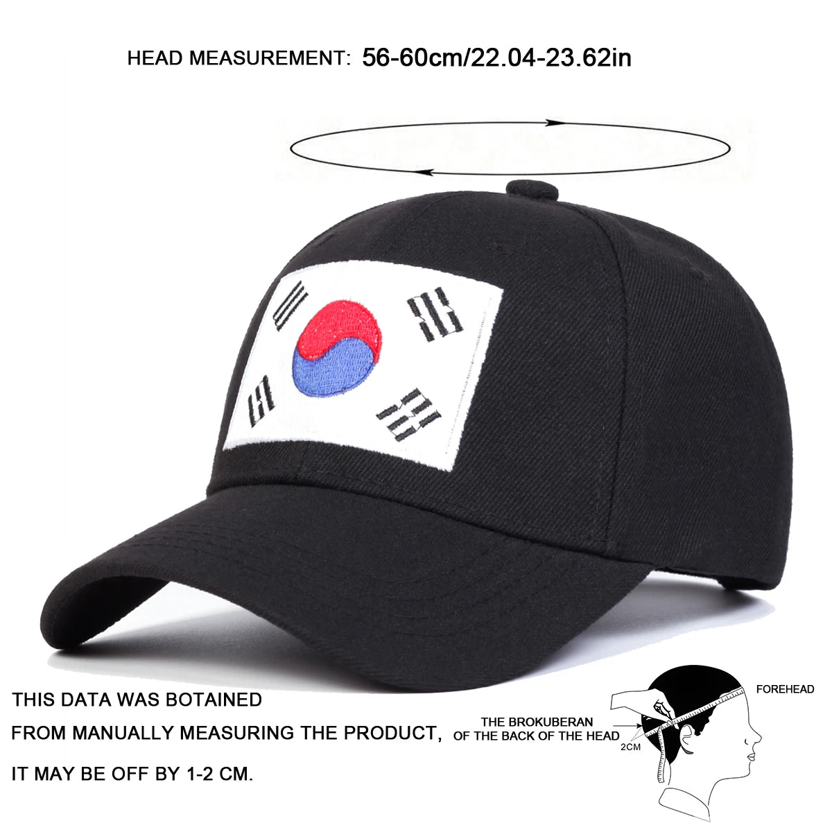 Unisex Korean Flag Embroidery Baseball Caps Spring Autumn
