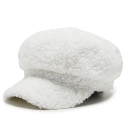 Fashion Lamb Wool Berets Women Autumn Winter Painter Hat Octagonal Cap