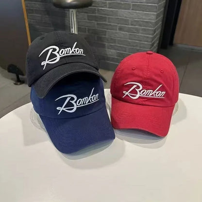 Unisex Washed Denim Baseball Caps Letter Embroidery Kpop Cotton Cap For Women Men