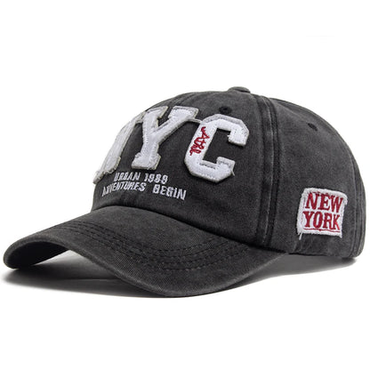 Men's Baseball Cap Vintage Cotton Washed Fashion Letter NYC Caps For Women Spring Autumn