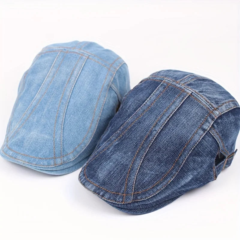 Fashion Hat Neutral Denim Newsboy Cap