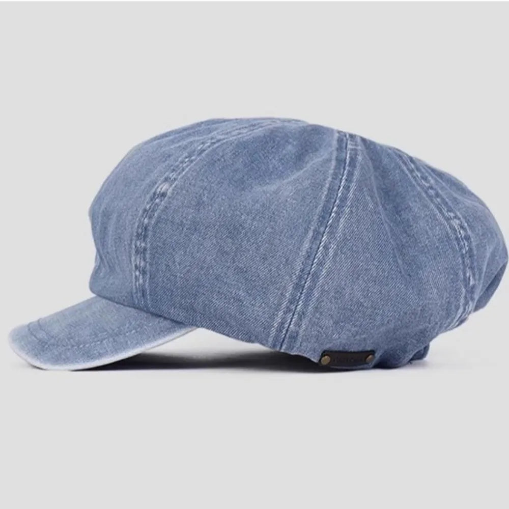 Vintage Washed Denim Beret Hat