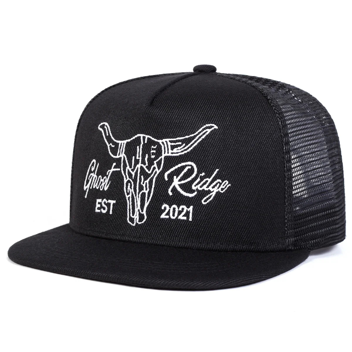 Unisex Ox Head Letter Embroidery Hip-Hop Net Hats