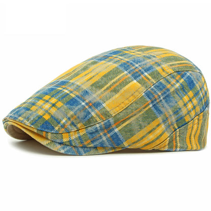 Men Women Vintage Plaid Artist Painter Beret Hat