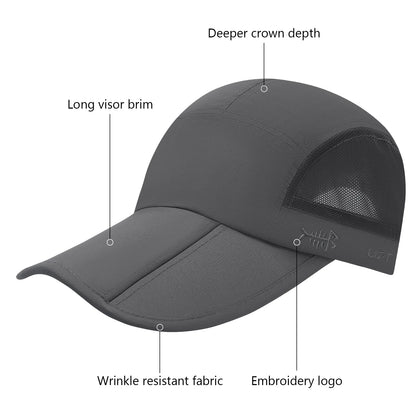 Folding Fishing Baseball Cap UPF 50+ Water Resistant Outdoor Portable Brim Hats