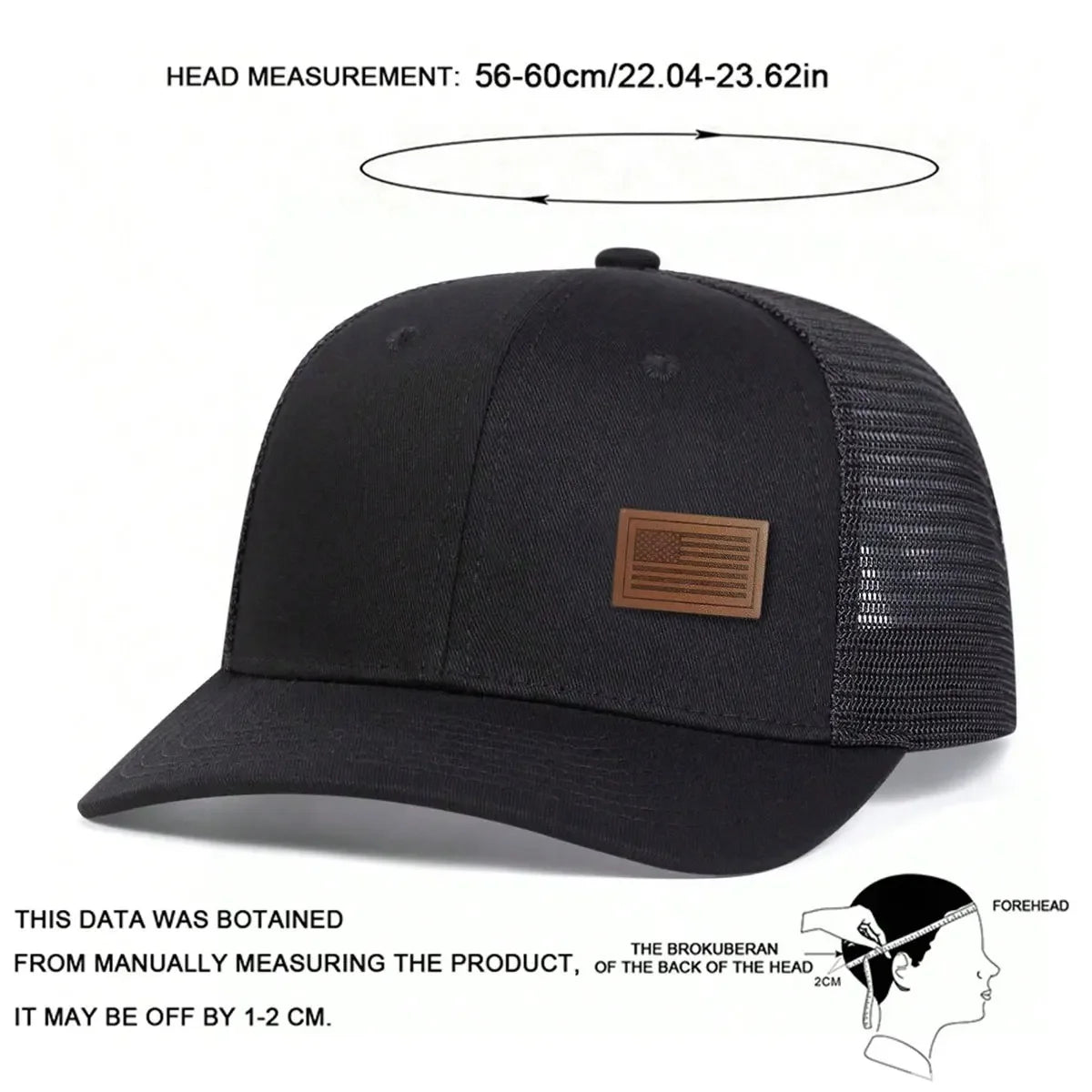 Unisex American Flag Leather Label Baseball Net Caps Spring Summer