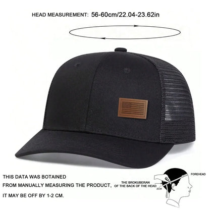 Unisex American Flag Leather Label Baseball Net Caps Spring Summer