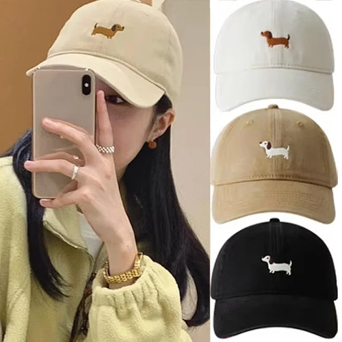 Dachshund Embroidery Baseball Hat Sunscreen Fashion Outdoor Hat