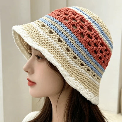 Popular Wide Brim Striped Bucket Hat