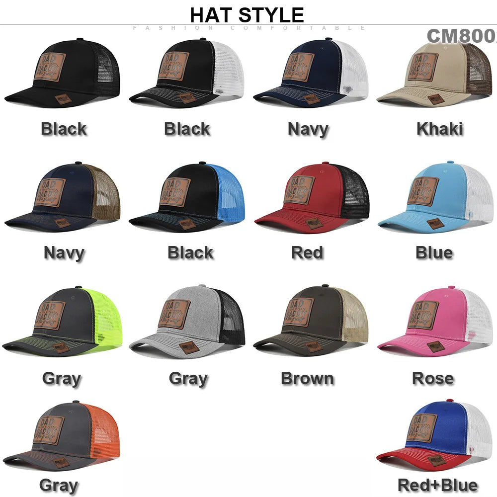 Spring Summer Leather Mesh Baseball Cap Men Women