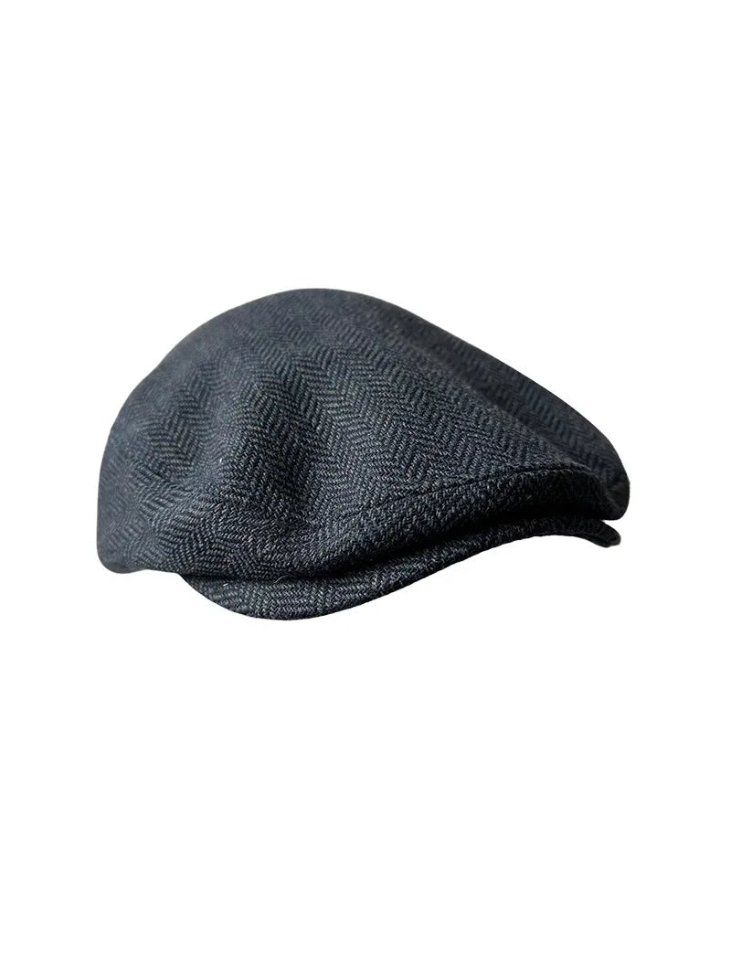 New Autumn Winter Blue Herringbone Hats Men Berets Cap
