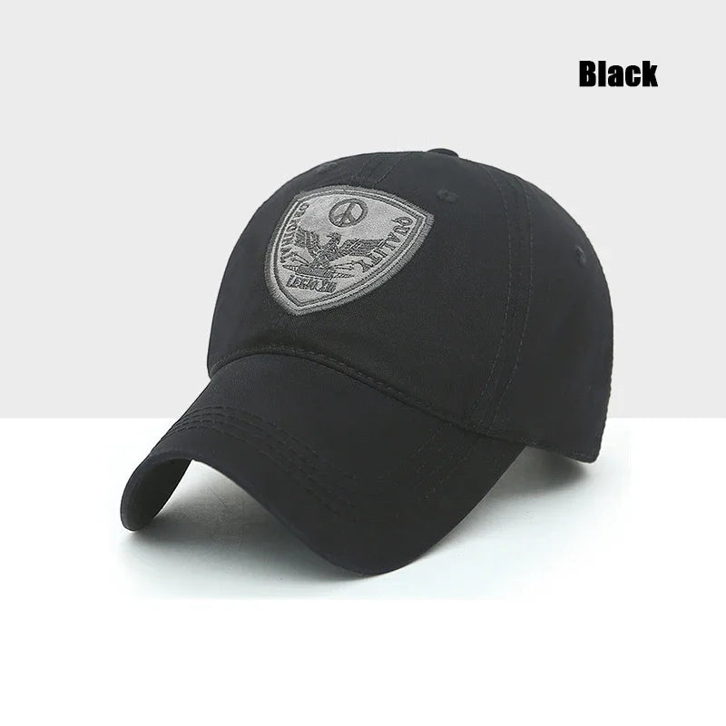 Fashion Classic Soft Top Embroidery Patch Washable Military Cadet Hat Unisex Cotton Outdoor Sport Casual Baseball Cap