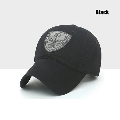 Fashion Classic Soft Top Embroidery Patch Washable Military Cadet Hat Unisex Cotton Outdoor Sport Casual Baseball Cap