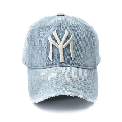Unisex Letter Embroidery Washed Cowboy Baseball Caps Spring and Autumn
