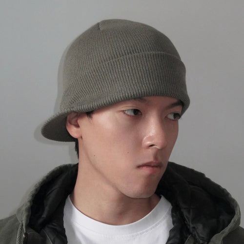 Solid Color Short Brim Beanie Cap Therma Soft Add Plush Lined Hat Outdoor