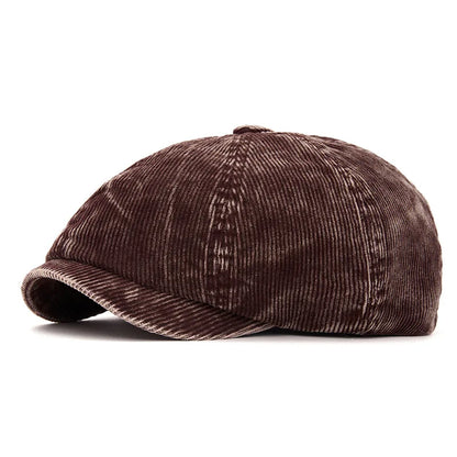 Japanese Simple Sticker Retro Corduroy Berets Cap For Women Spring And Autumn