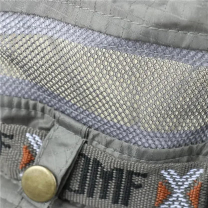 Summer Men's Wide Brim Bucket Hat UV Protection Panama Style Mesh Fisherman Beach Sun Hat