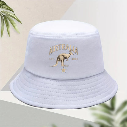 Men's Casual Australian Kangaroo Print Bucket Hat - Golden Print