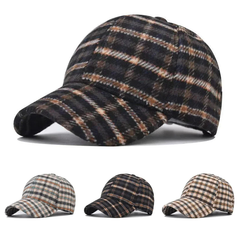 Adjustable Casual Versatile Houndstooth Unisex Plaid Baseball Cap