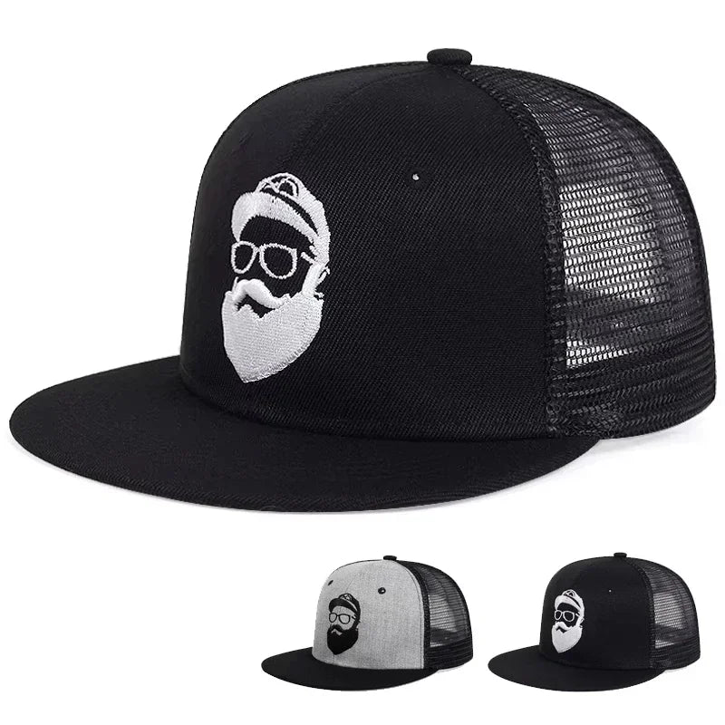 Unisex Old Man Embroidery Hip Hop Net Hats Adjustable Casual Snapback Baseball Caps Outdoor Sunscreen Hat