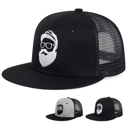 Unisex Old Man Embroidery Hip Hop Net Hats Adjustable Casual Snapback Baseball Caps Outdoor Sunscreen Hat