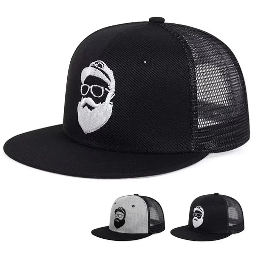 Unisex Old Man Embroidery Hip Hop Net Hats Adjustable Casual Snapback Baseball Caps Outdoor Sunscreen Hat