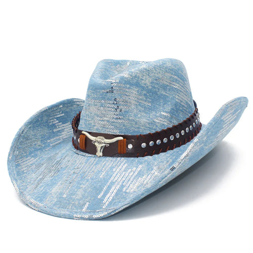 Western Cowboy Hats Washed Denim Unisex