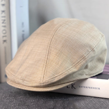 New Solid Spring And Summer Casual Men Flat Summer Linen Beret Hat