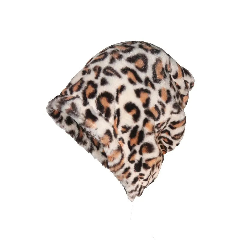 New Trendy Leopard Print Retro Y2K Plush Pullover Hat