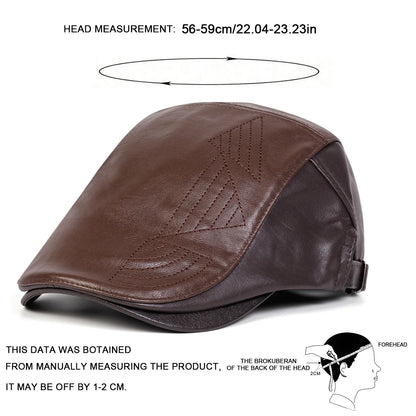 Men Retro Pu Leather Newsboy Caps British Painters Hats Spring Autumn