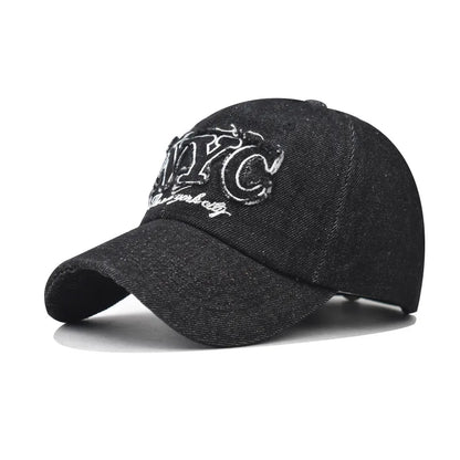 Denim Baseball Cap NYC Letters Embroidery Y2K Fashion Women Men Caps