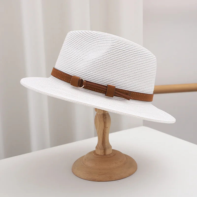 Summer Woven Straw Hat Wide Brim Sun Protection Breathable