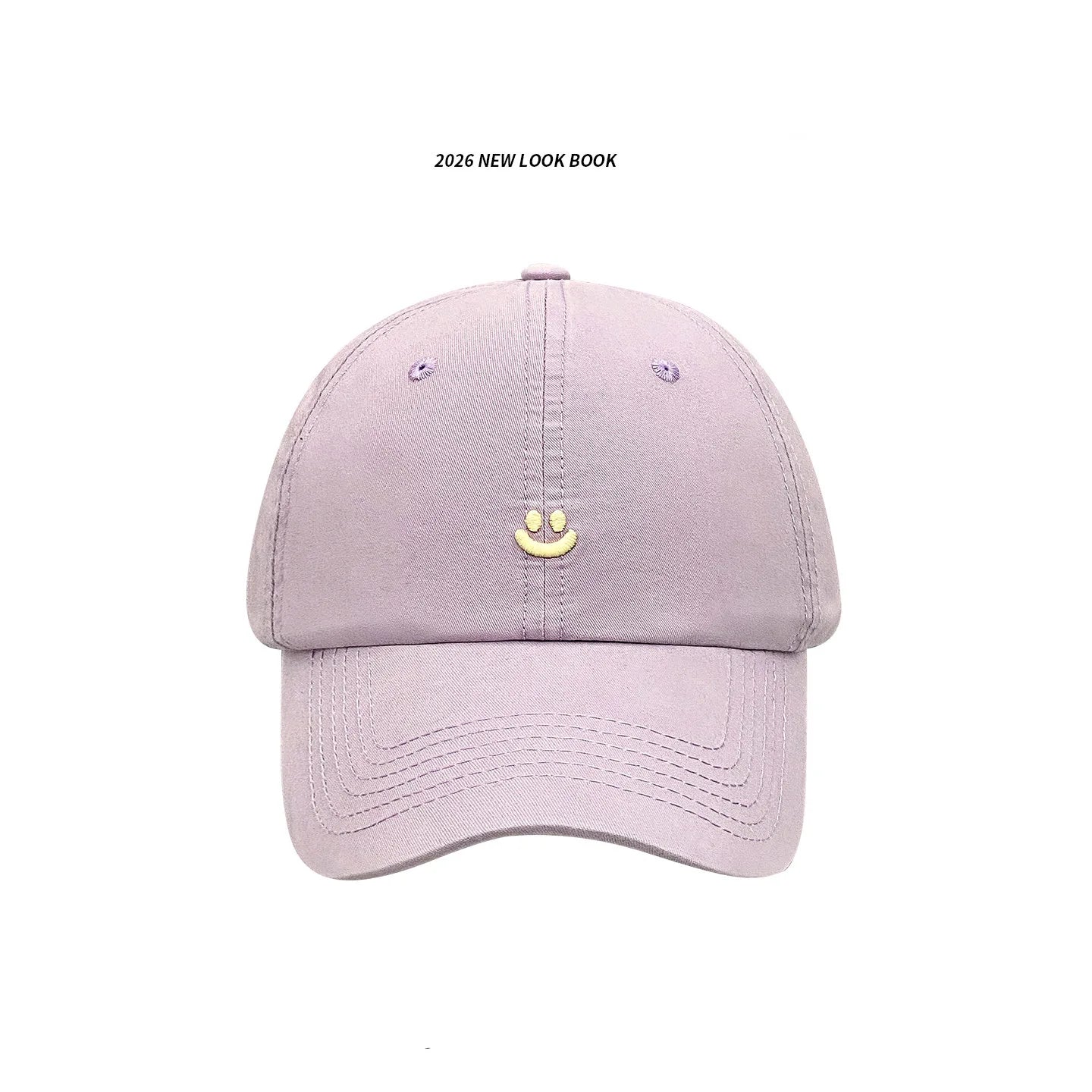 1 Piece of Women's Retro Washed Smiley Face Embroidered Baseball Cap