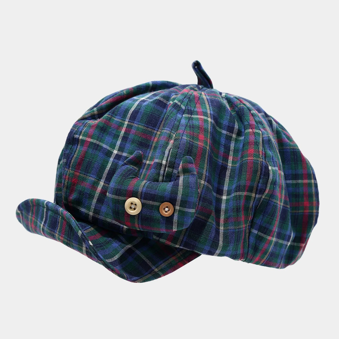 Japanese Designer Plaid Cat Octagonal Hat Women