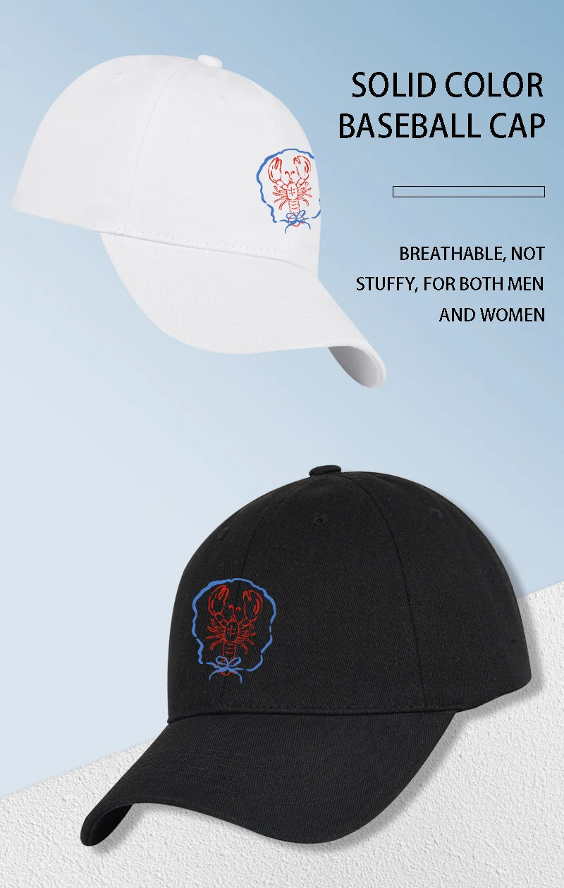 Bow Tie Lobster Print Soft Top Baseball Cap Soft Comfortable Lightweight Trendy Fashionable Unisex