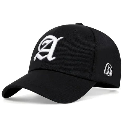 Gothic Letter A Black Cap Man Luxury Brand Outdoor Sport Baseball Caps for Men