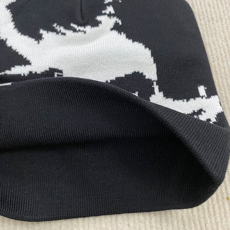 Autumn Winter Fashion Skull Pattern Jacquard Knitted Hat