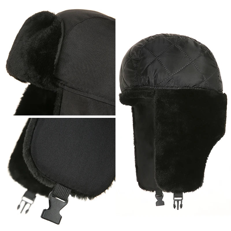 Waterproof Ski Hat Bomber Cap Russian Warm Ear Protectors Hats