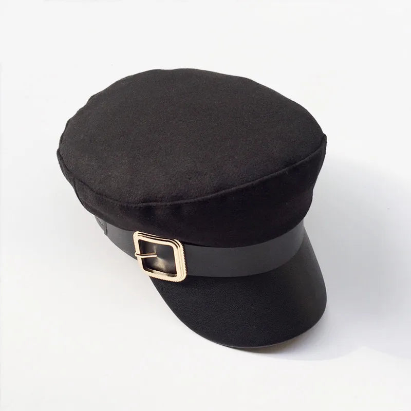 Leopard Print Versatile Lady Peaked Cap Flat Top Naval Hat