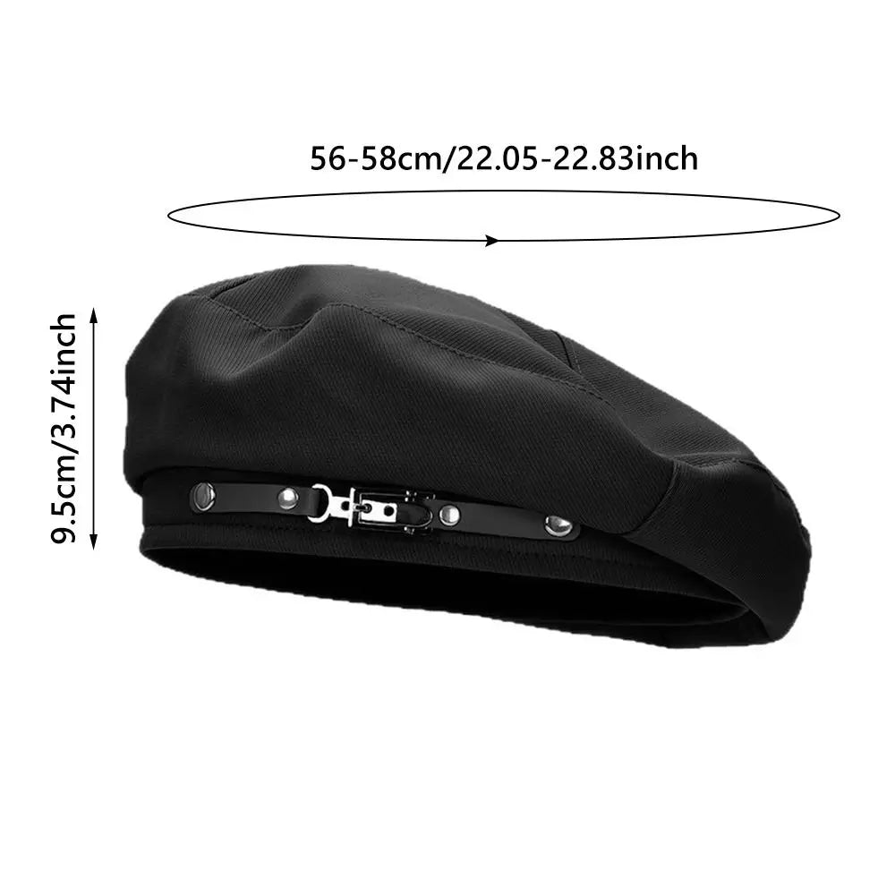 Retro Metal Buckle Retro Beret Cap Solid Color Warm Women Beret