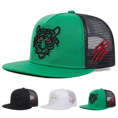 Unisex Tiger Embroidery Baseball Net Hats Spring Summer