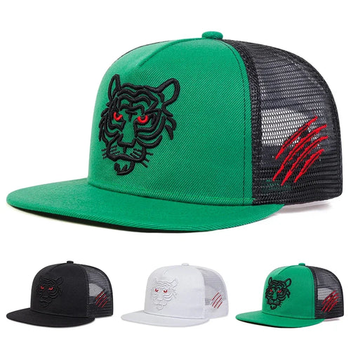 Unisex Tiger Embroidery Baseball Net Hats Spring Summer