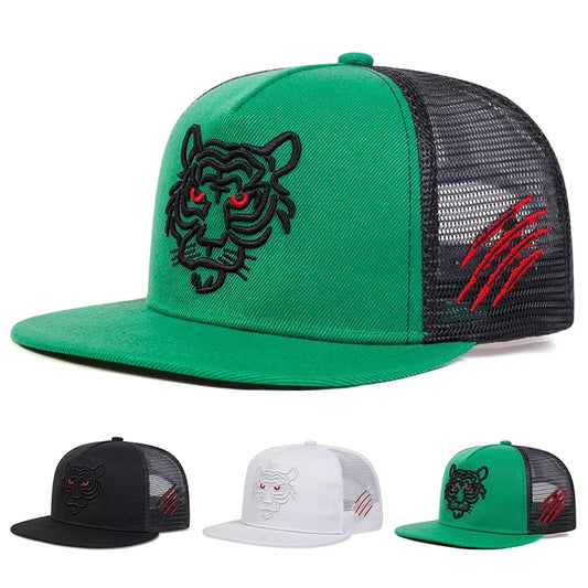 Unisex Tiger Embroidery Baseball Net Hats Spring Summer