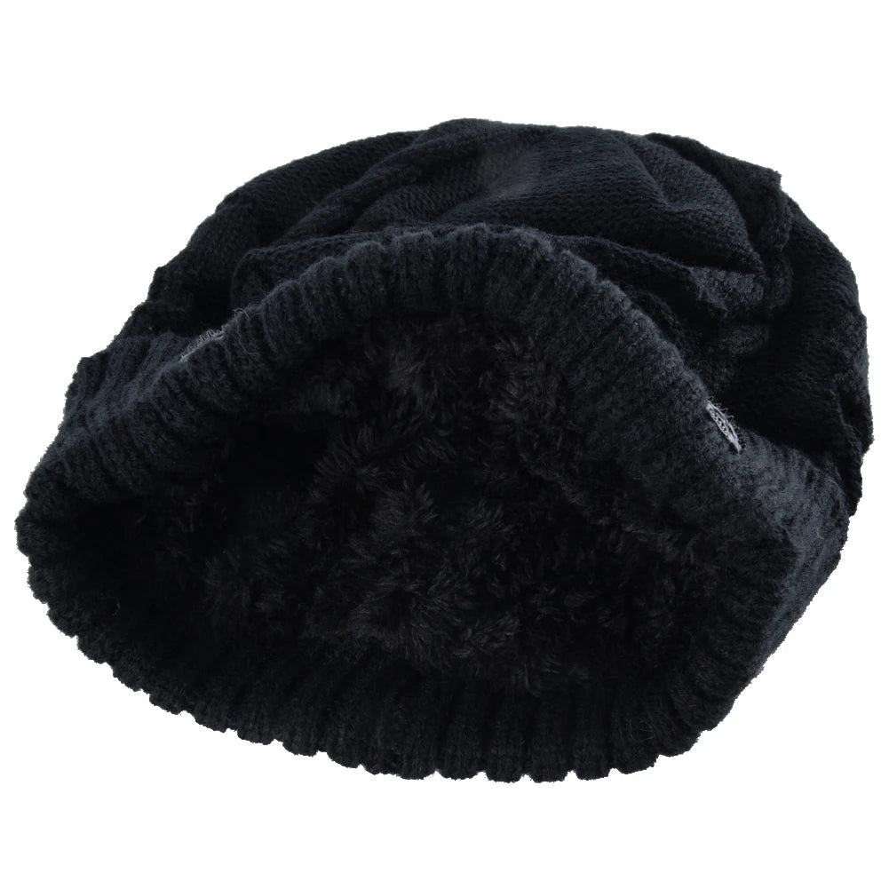 Winter Beanies Men Knitted Skull Pattern Solid Color Hat With Metal Skulls
