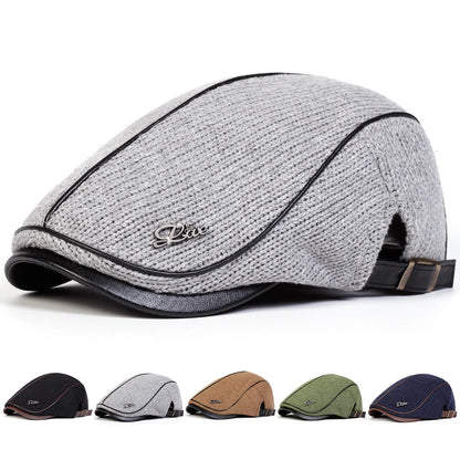 Men Letter Label Knitting Newsboy Caps British Painters Hats